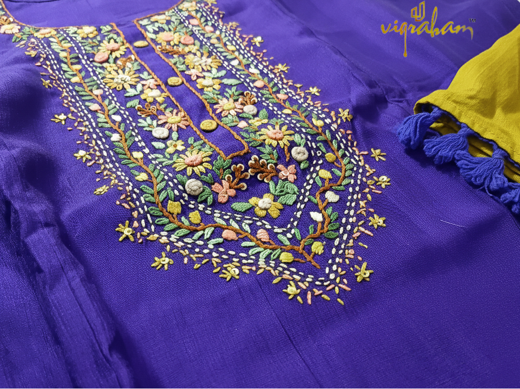 Violet color A-line pure Vatican silk salwar