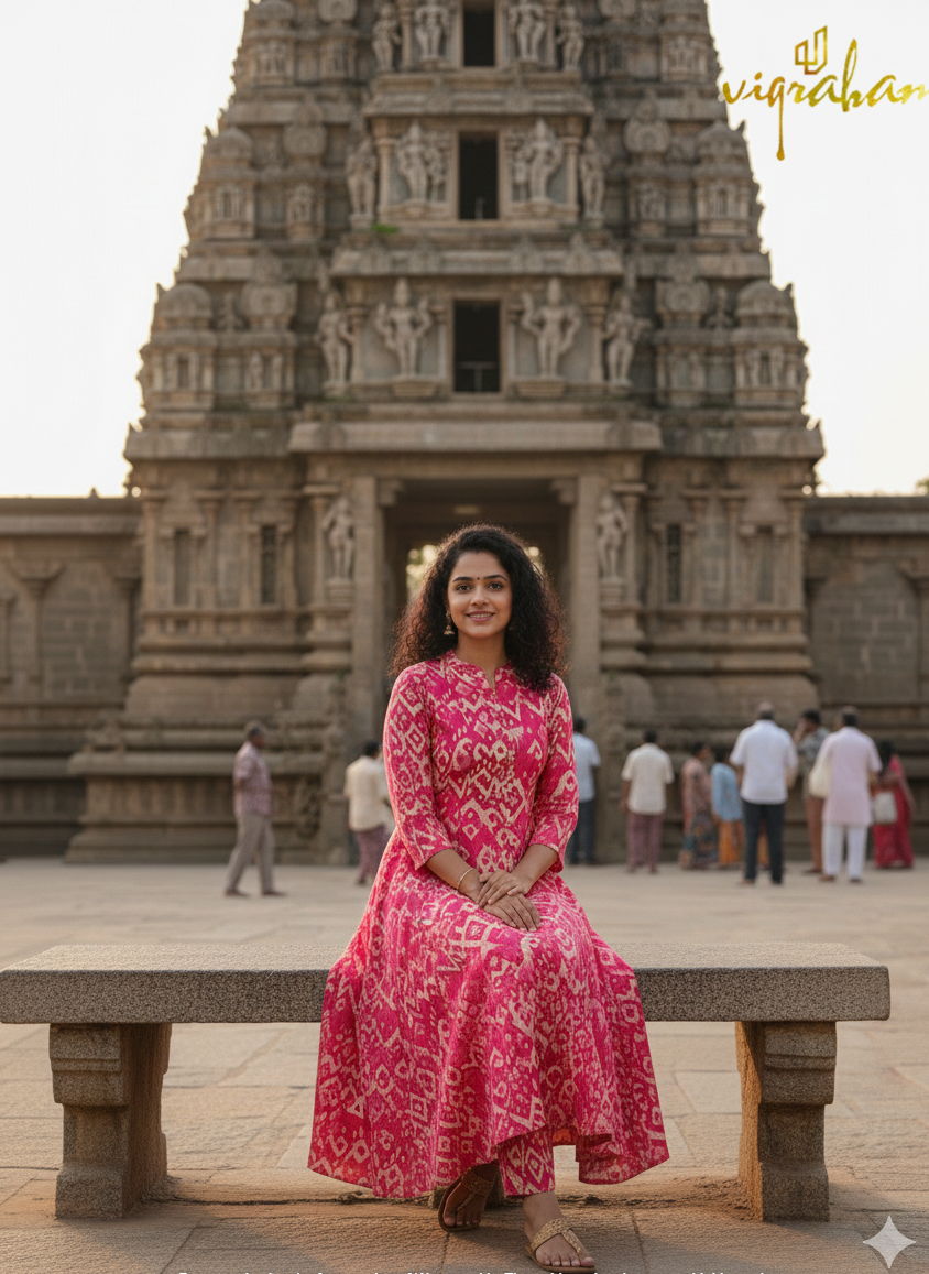 Deep Pink A-Line Vatican Silk Co-ord Set