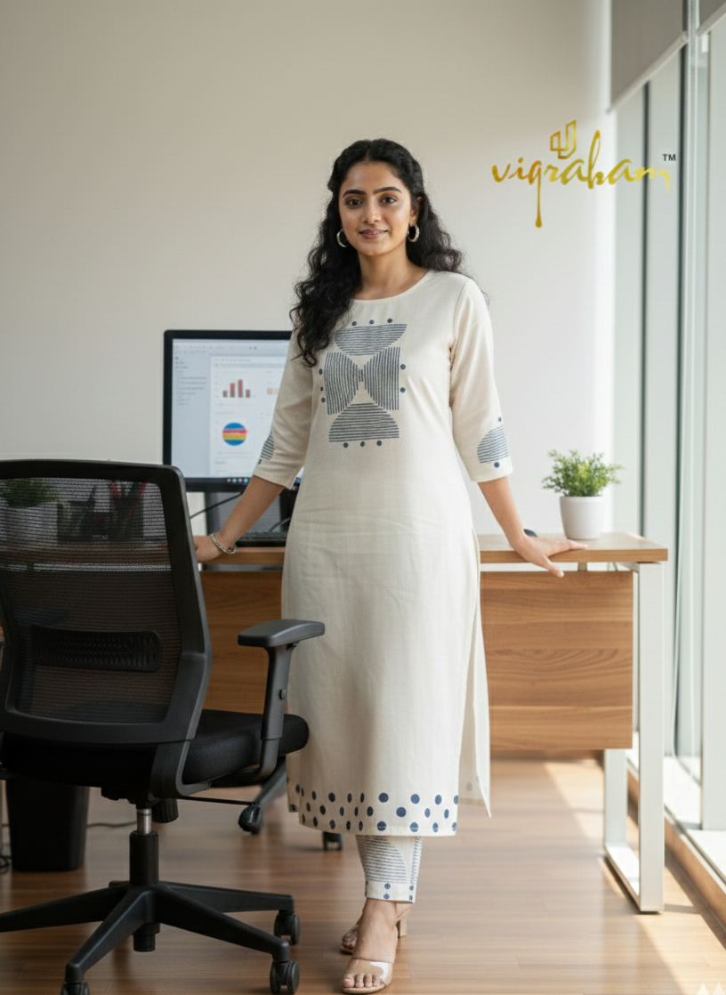 Off White Khadi Cotton Co Ord Set