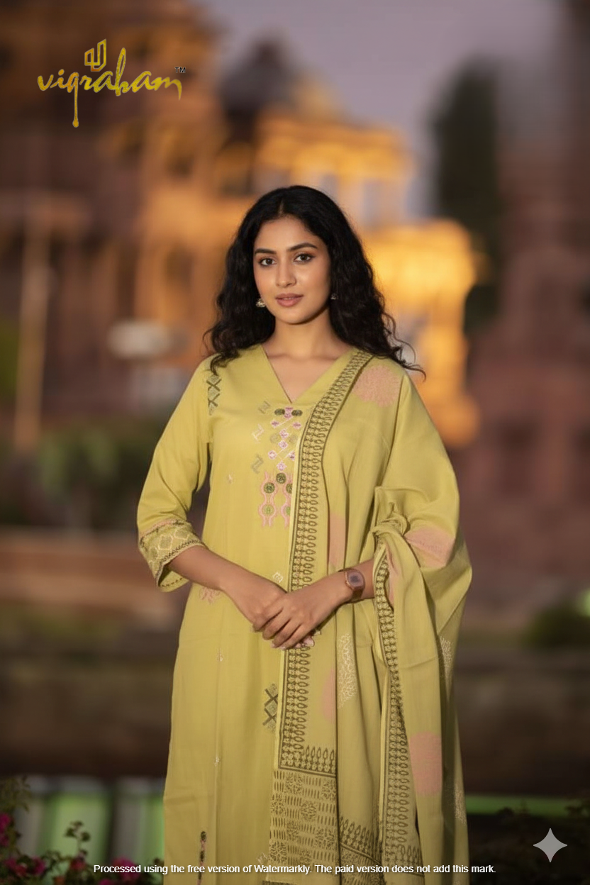 Parrot Green - Premium Linen Flax 3 piece set