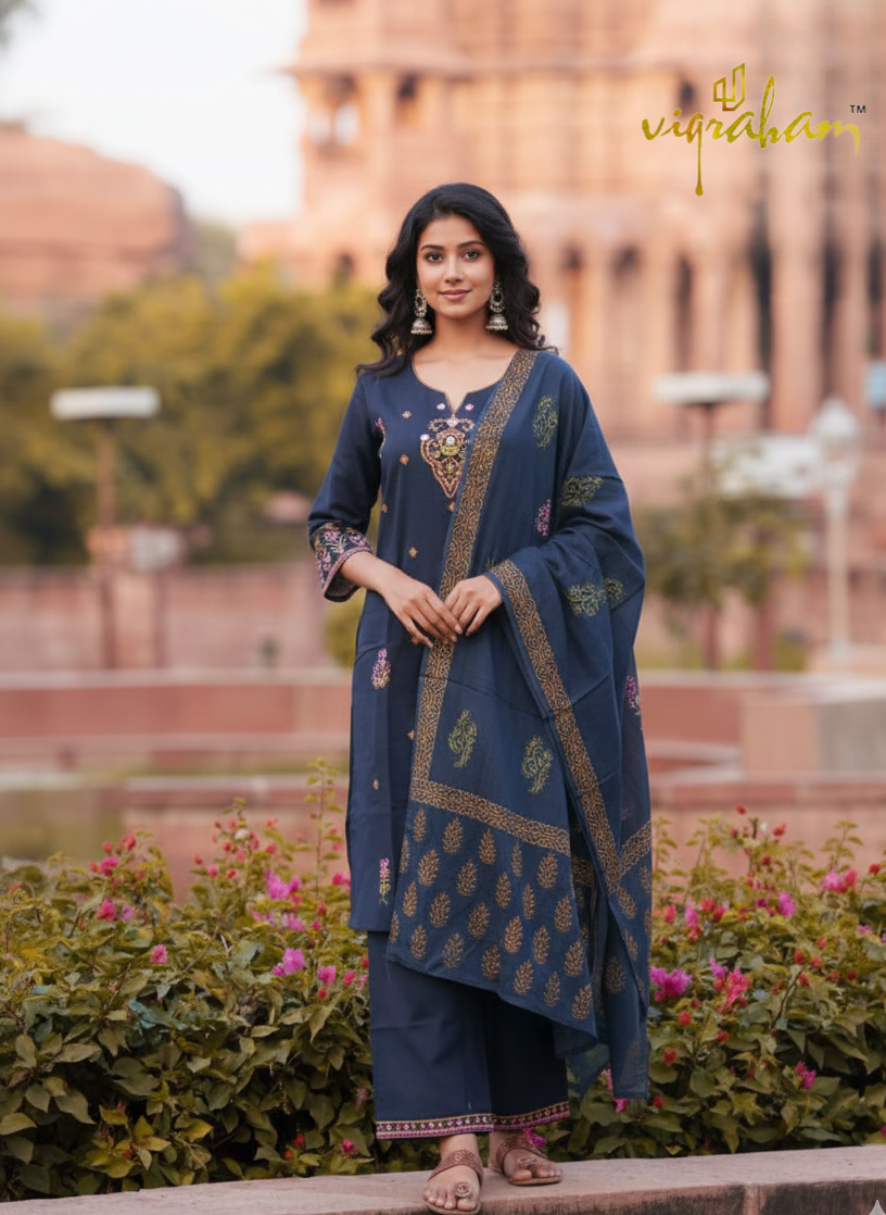 Navy Blue - Premium Linen Flax 3 Piece Set