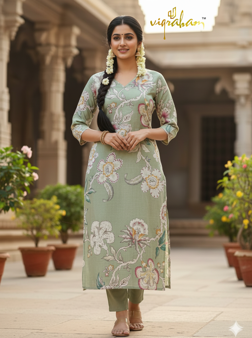 Pure Berlin Fabric Turquois Green Kurta Set