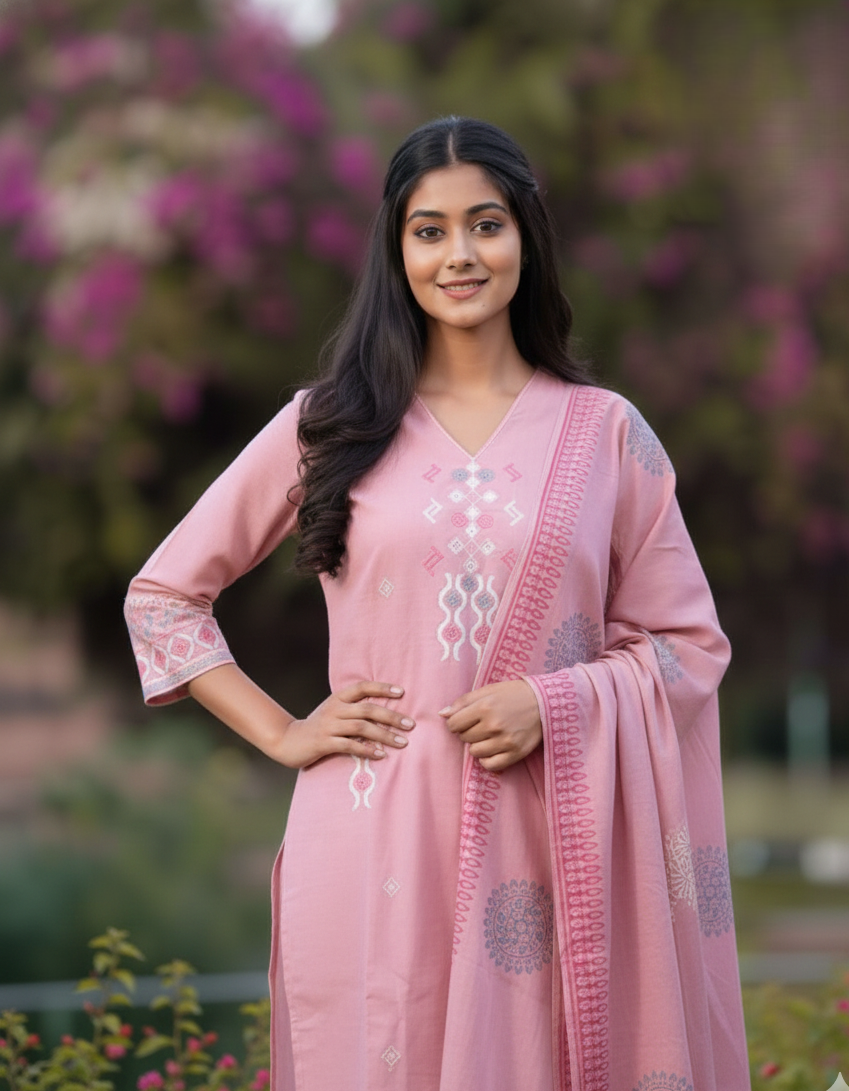 Soft Pink - Premium Linen Flax 3 Piece Set