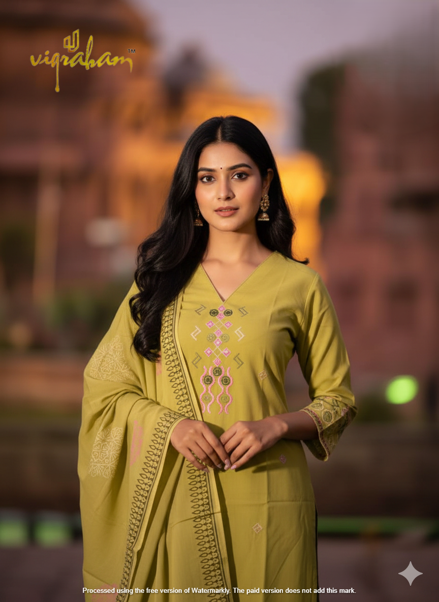 Parrot Green - Premium Linen Flax 3 piece set