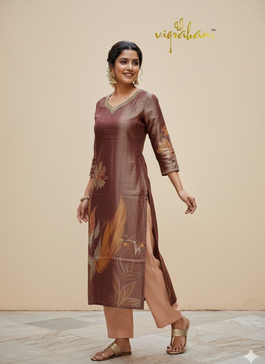 Maroon Simmer Silk Salwar without dupatta